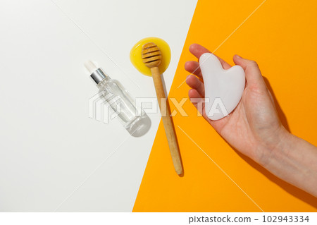 Concept of face and skin care supplies - Honey cosmetic Concept of face and skin care supplies - Honey cosmetic 102943334