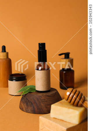 Concept of face and skin care supplies - Honey cosmetic 102943343