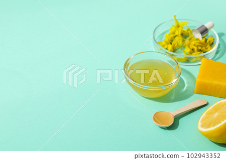 Concept of face and skin care supplies - Honey cosmetic 102943352