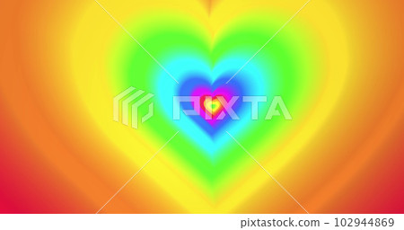 Image of digital tunnel of colourful hearts 102944869