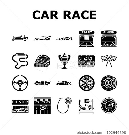 car race vehicle speed auto icons set vector 102944898