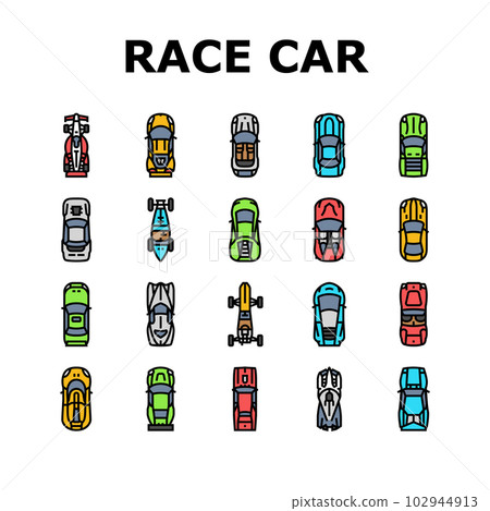 race car speed sport vehicle icons set vector 102944913