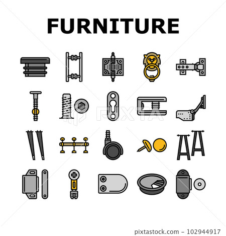 hardware furniture detail fitting icons set vector 102944917