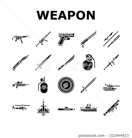 weapon war gun military army icons set vector 102944923