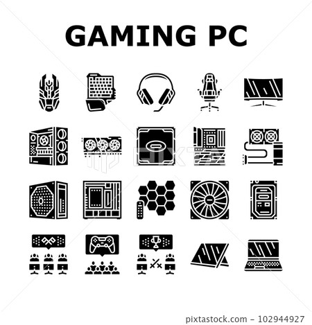 game pc gamer computer online icons set vector game pc gamer computer online icons set vector 102944927