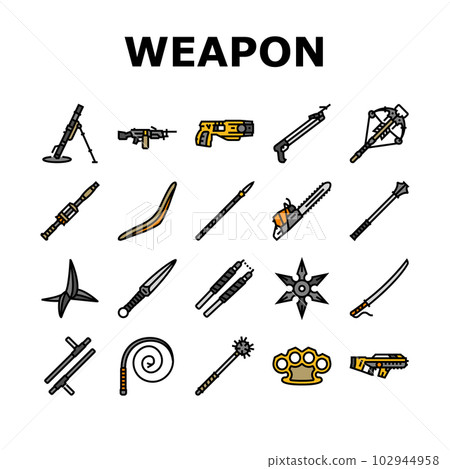 weapon gun game knife war icons set vector 102944958