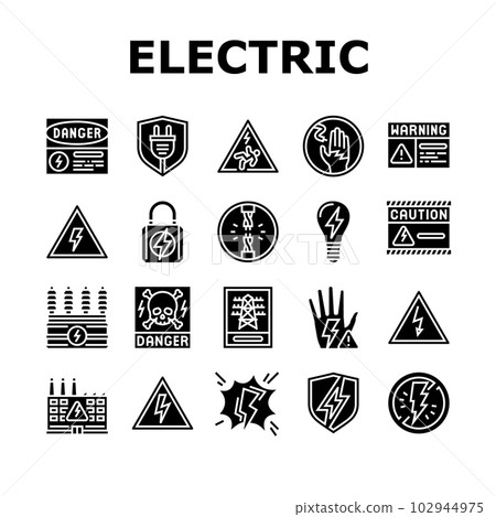 electric danger shock power icons set vector 102944975