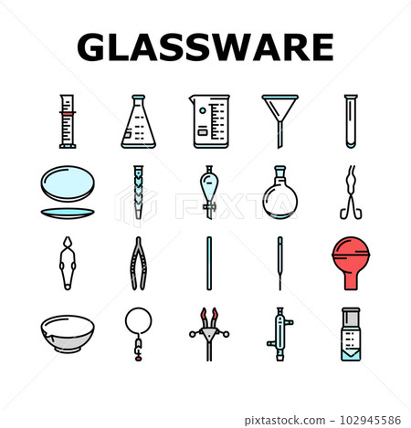 chemical glassware laboratory icons set vector chemical glassware laboratory icons set vector 102945586