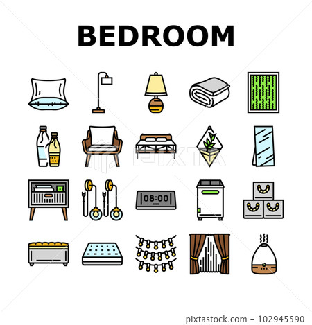 bedroom room interior bed icons set vector bedroom room interior bed icons set vector 102945590