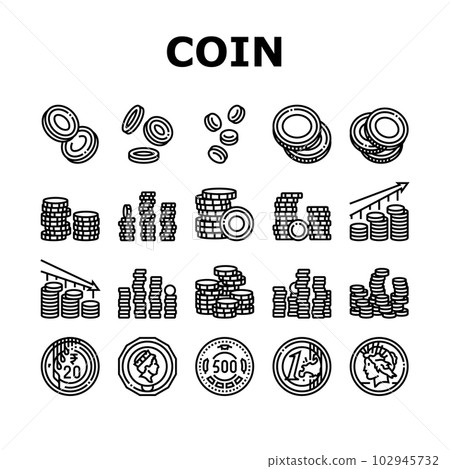 coin gold money cash bank icons set vector 102945732