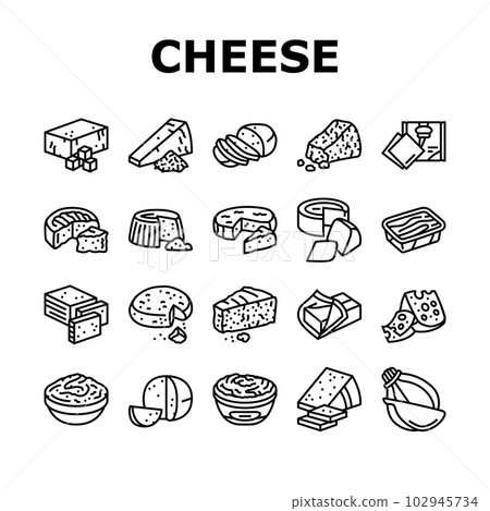 cheese food slice piece dairy icons set vector 102945734