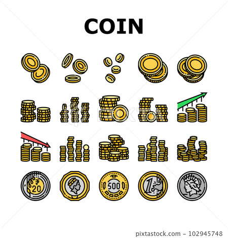 coin gold money cash bank icons set vector 102945748