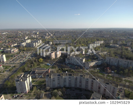 The top view of Jatujak park in Bangkok city. In the morning people are love coming to exercise here. The garden is designed in to the geometry of circular and triangle look like peaceful sign. The top view of Jatujak park in Bangkok city. In the morning people are love coming to exercise here. The garden is designed in to the geometry of circular and triangle look like peaceful sign. 102945829