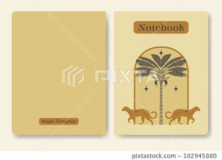 Mystical notebook cover with cheetah wild cats. 102945880