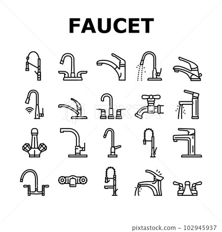 faucet water sink tap bathroom icons set vector faucet water sink tap bathroom icons set vector 102945937