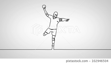 Image of drawing of male handball player with ball on white background Image of drawing of male handball player with ball on white background 102946504