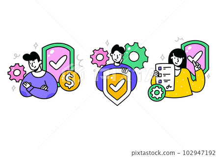 Protection and Security concepts. Illustrations of cartoon Protection and Security concepts. Illustrations of cartoon 102947192