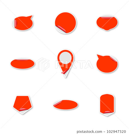 Set of red paper stickers, vector illustration. 102947320