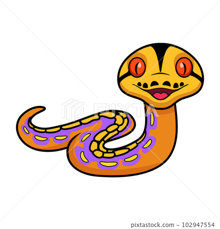Cute purple albino tiger reticulated python cartoon Cute purple albino tiger reticulated python cartoon 102947554