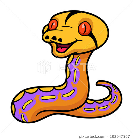 Cute purple albino tiger reticulated python cartoon Cute purple albino tiger reticulated python cartoon 102947567