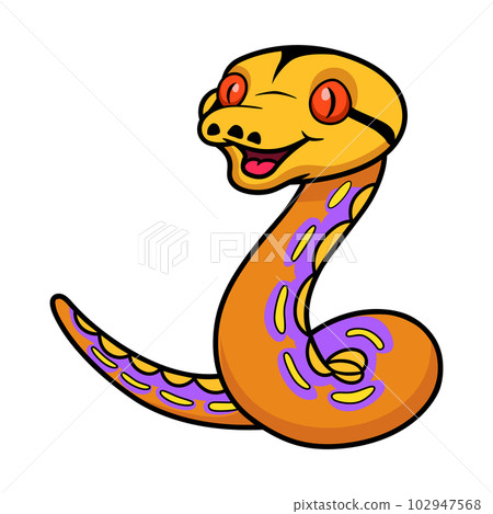 Cute purple albino tiger reticulated python cartoon 102947568