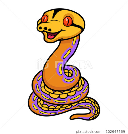 Cute purple albino tiger reticulated python cartoon 102947569