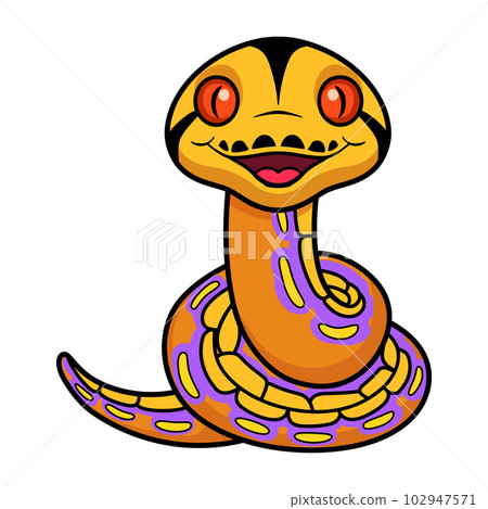 Cute purple albino tiger reticulated python cartoon 102947571