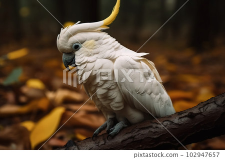 Image of cockatoo bird on a branch on nature background. Birds. Wildlife Animals. Illustration, Generative AI. 102947657