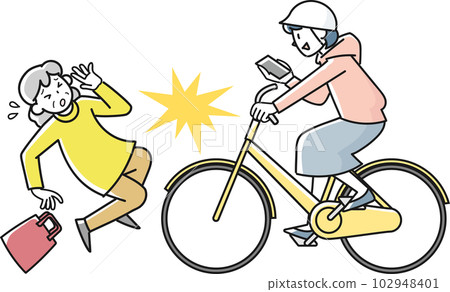Collision accident caused by driving a bicycle while looking at a smartphone 102948401
