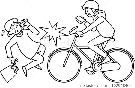 一邊騎自行車一邊看智能手機引發的碰撞事故 一邊騎自行車一邊看智能手機引發的碰撞事故 102948402