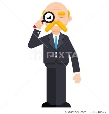 Business man looks through Magnifying Glass. Flat style vector illustration Business man looks through Magnifying Glass. Flat style vector illustration 102948527