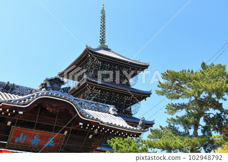 [香川縣]四國聖地“善通寺第75號”總本山善通寺（南大門和五層寶塔） 102948792