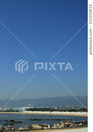 Cityscape of Ashiya, Kobe seen from Shioashiya Beach and Minami Ashiya Beach 102950618