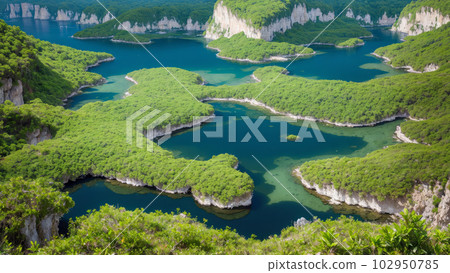 AI-generated image [Nature] Scenery of rivers, ponds, and lakes 102950785
