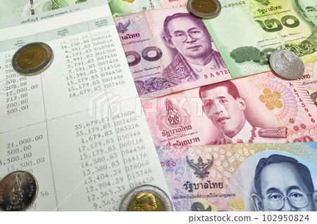 Passbook with Thai Bahts Passbook with Thai Bahts 102950824