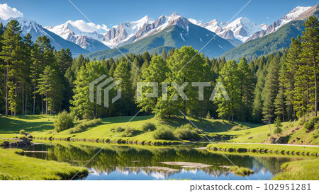 AI-generated image [Nature] Land and forest landscape 102951281