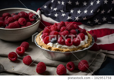 American pie in color USA flag. Food for Patriotic Independence Day 4th of july. 102951738