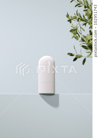 3D rendering Mock up greenery podium for product design, minimal display. shadow overlay. 102951743