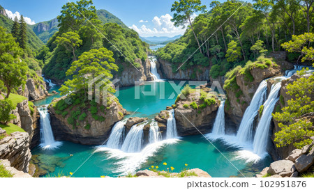 AI-generated image [Nature] Waterfall scenery 102951876