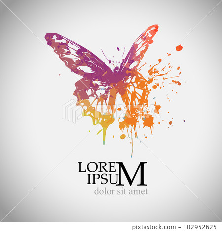 Object watercolor colored butterfly with blots. Vector illustration Object watercolor colored butterfly with blots. Vector illustration 102952625