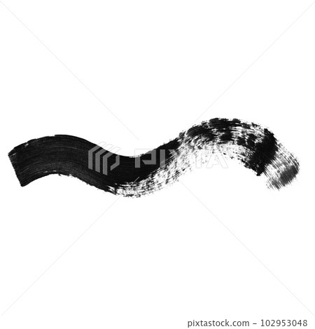 Black wavy brush stroke isolated on a white background. Stock design element 102953048