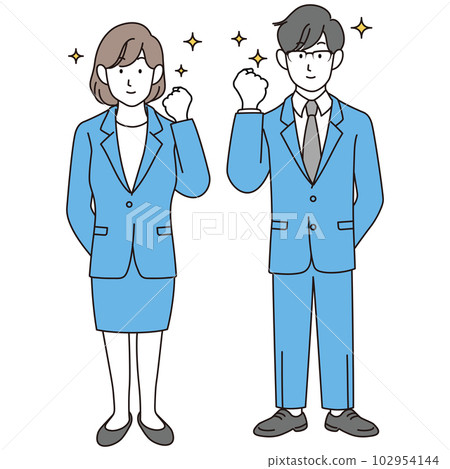 A new employee who makes a sparkling guts pose 102954144