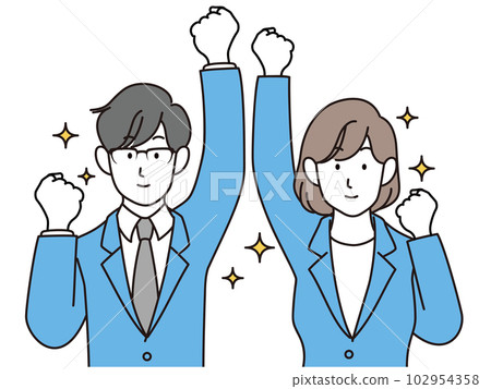 A new employee who makes a sparkling guts pose 102954358