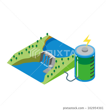 水力發電和蓄電池的形象 水力發電和蓄電池的形象 102954381