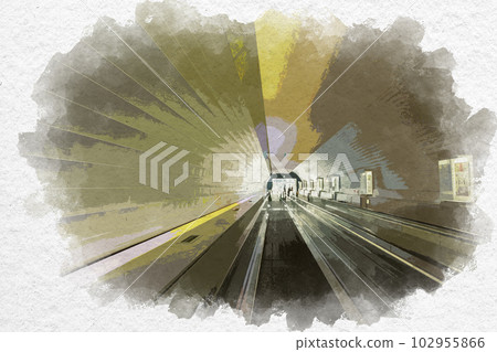 Watercolor style Dazaifu Kyushu National Museum Rainbow Tunnel Dazaifu City, Fukuoka Prefecture 102955866