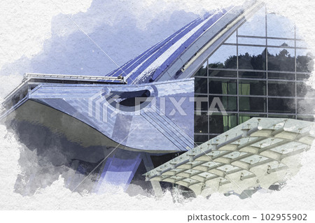 Watercolor style Dazaifu Kyushu National Museum Dazaifu City, Fukuoka Prefecture 102955902