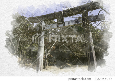 水彩風格的太宰府灶門神社鳥居門福岡縣太宰府市 水彩風格的太宰府灶門神社鳥居門福岡縣太宰府市 102955972