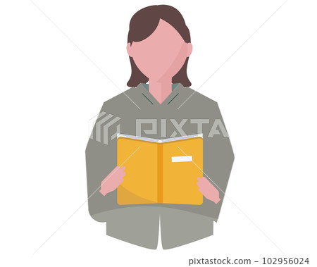 一個女人在看書。閱讀。矢量圖 102956024