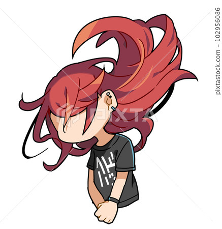 woman headbanging woman headbanging 102956086