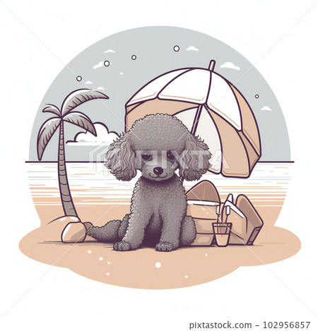 Red Poodle Cartoon Umbrella Red Poodle Cartoon Umbrella